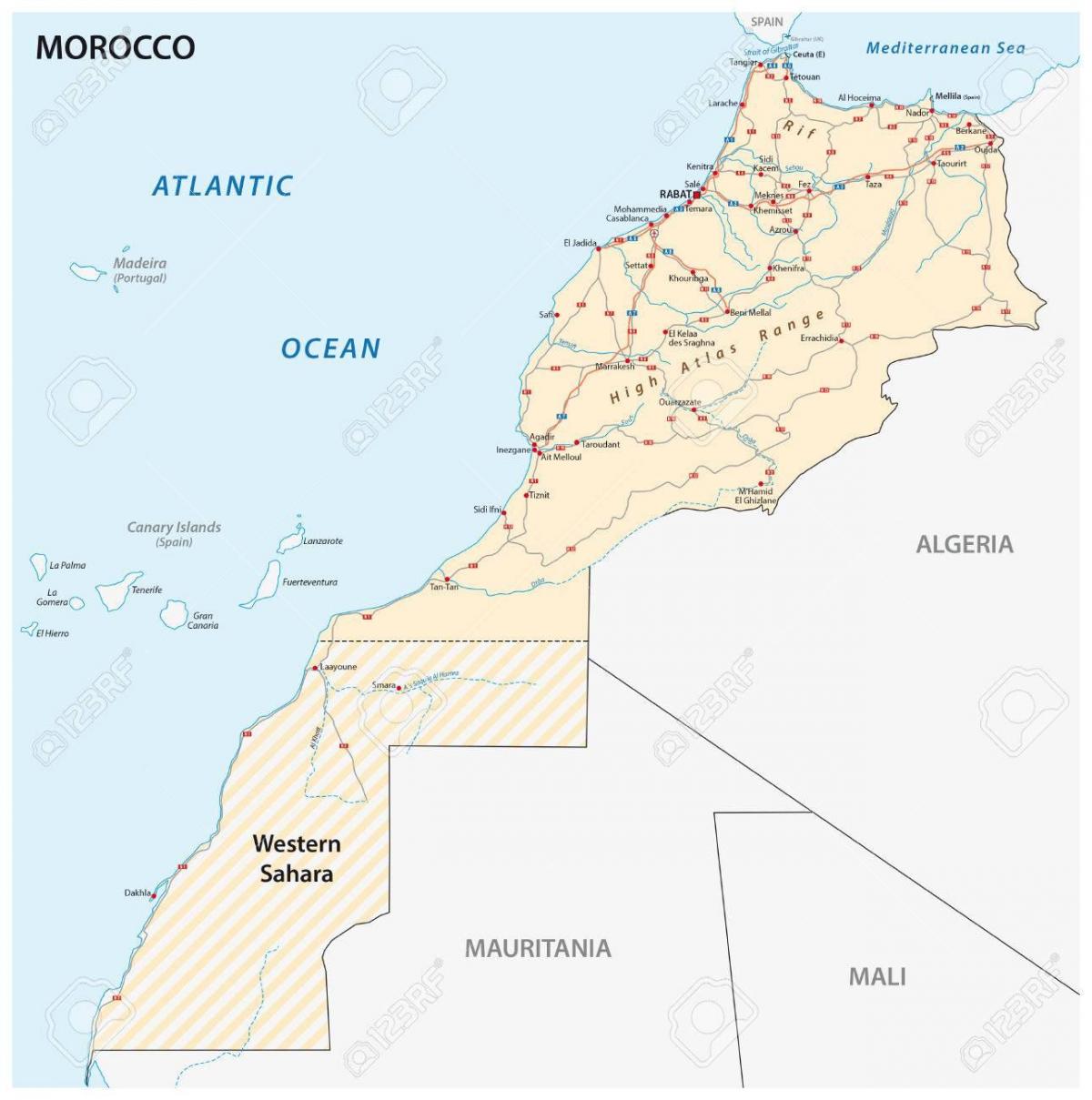 Carte des autoroutes du Maroc